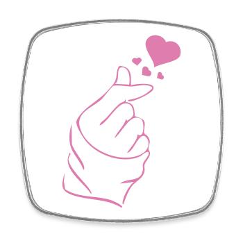 Finger heart k-pop K-drama 2 farben - Viereckiger Kühlschrankmagnet - Weiß - Vorne