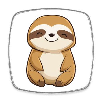 Cute Relaxed Happy Sloth - Adorable Cartoon Design - Square fridge magnet - white - Front