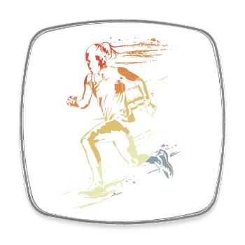 Female runner retro style - Square fridge magnet - white - Front