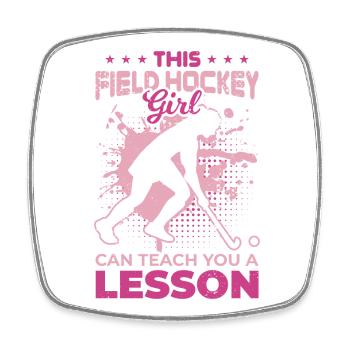 Feldhockeyspielerin - Viereckiger Kühlschrankmagnet - Weiß - Vorne