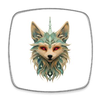 Mystical fox with piercing red eyes. - Square fridge magnet - white - Front