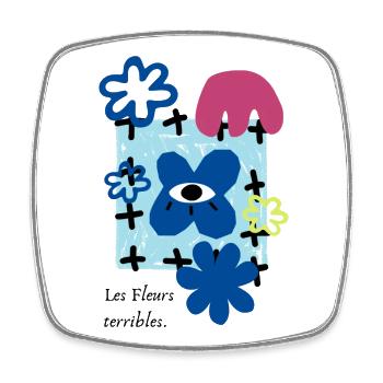 Les Fleurs terribles | Maximaliste Rétro Fleur Fun - Magnet carré - blanc - Devant