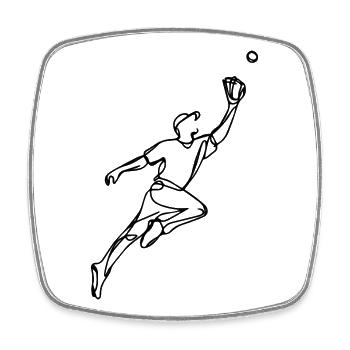 Baseballer - Viereckiger Kühlschrankmagnet - Weiß - Vorne