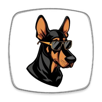 Doberman chien bande dessinée cool - Magnet carré - blanc - Devant