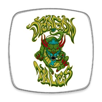 Dragon Tales – Mythisches östliches Drachen-Kunstwerk - Viereckiger Kühlschrankmagnet - Weiß - Vorne