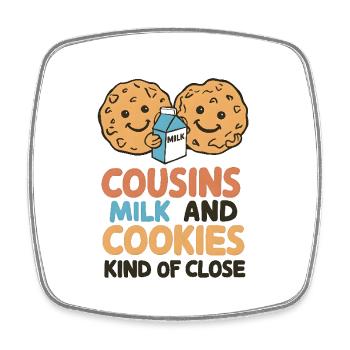 Milk and biscuits Cousins - Square fridge magnet - white - Front