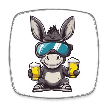 Donkey après-ski beer - Square fridge magnet - white - Front