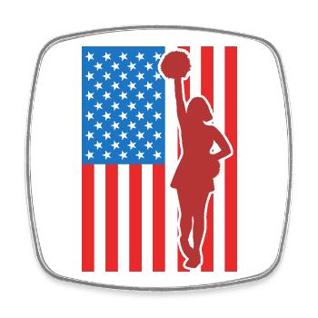Cheerleading USA Flagge - Viereckiger Kühlschrankmagnet - Weiß - Vorne