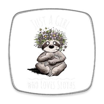 Faultier Blumen Just A Girl Who Loves Sloths - Viereckiger Kühlschrankmagnet - Weiß - Vorne