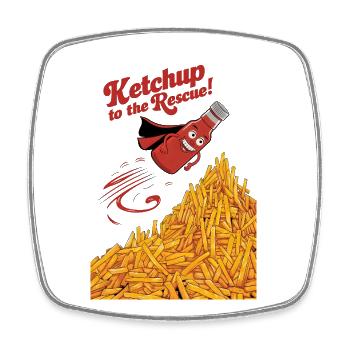Ketchup to the Rescue - Viereckiger Kühlschrankmagnet - Weiß - Vorne