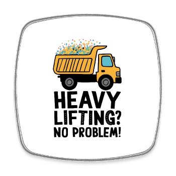 Dump Truck Heavy Lifting - Viereckiger Kühlschrankmagnet - Weiß - Vorne