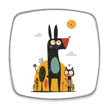 Dog & Cat - Square fridge magnet - white - Front