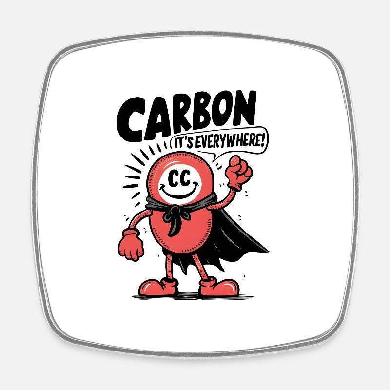 Comic Carbon - It's Everywhere! - Viereckiger Kühlschrankmagnet - Weiß
