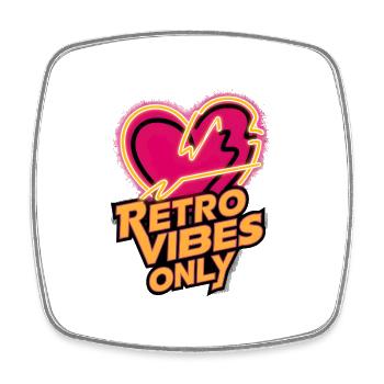 Neon Heart - Retro Vibes Only - Viereckiger Kühlschrankmagnet - Weiß - Vorne