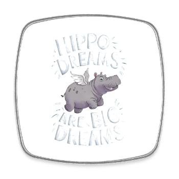 Hippo Dreams Are Big Dreams - Square fridge magnet - white - Front