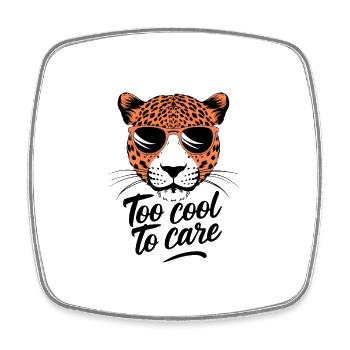 Leopard - Too Cool to Care - Viereckiger Kühlschrankmagnet - Weiß - Vorne