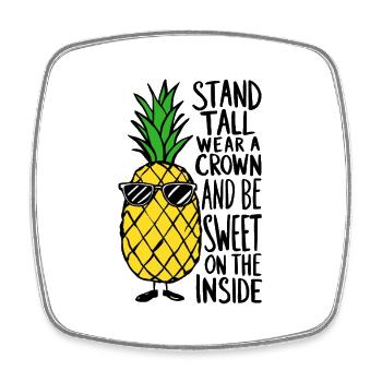 Cool Pineapple with "Stand Tall" - Square fridge magnet - white - Front