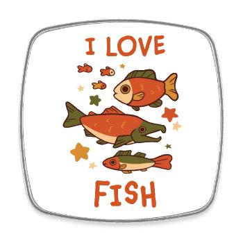 I Love Fish – Playful Fish Design - Square fridge magnet - white - Front
