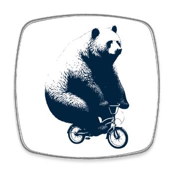 Bär fährt Rad - Viereckiger Kühlschrankmagnet - Weiß - Vorne