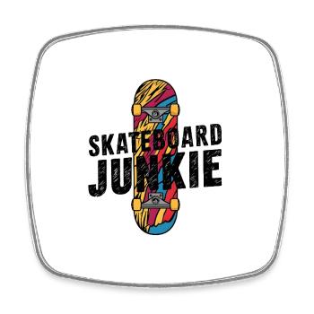 Skateboard Junkie - Viereckiger Kühlschrankmagnet - Weiß - Vorne