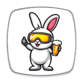 Lapin Après-Ski Bière Bande dessinée - Magnet carré - blanc - Devant