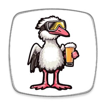 Strauss Après-Ski Bière Bande Dessinée - Magnet carré - blanc - Devant