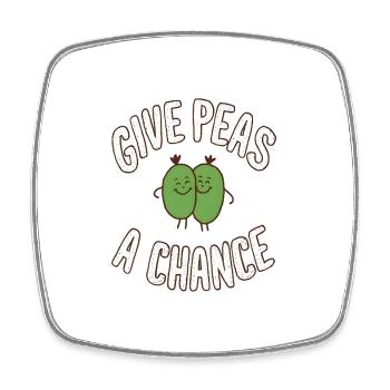 Give Peas a Chance - Square fridge magnet - white - Front