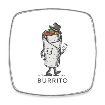 Burrito-Cartoon-Design - Viereckiger Kühlschrankmagnet - Weiß - Vorne