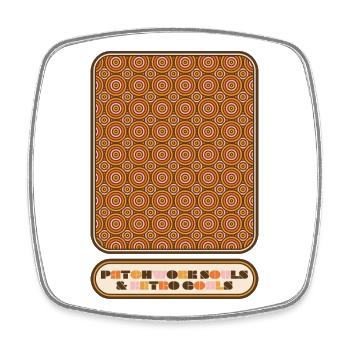 Patchwork Souls & Retro Goals – 70s Pattern - Viereckiger Kühlschrankmagnet - Weiß - Vorne