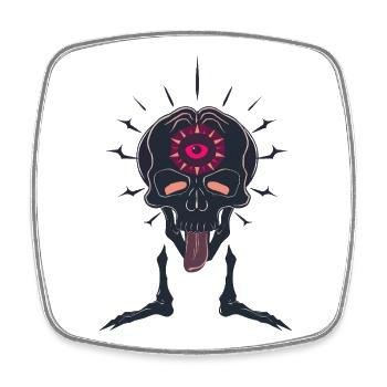 Totenkopf mit drei Augen - Viereckiger Kühlschrankmagnet - Weiß - Vorne