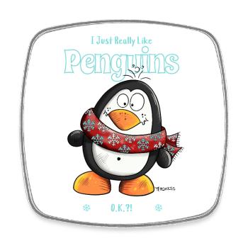 J’aime vraiment les pingouins Penguin Spruch - Magnet carré - blanc - Devant