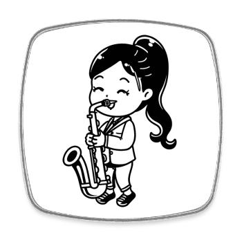Cartoon Saxophone Girl - Square fridge magnet - white - Front