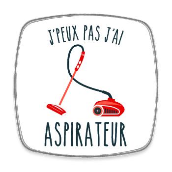 J peux pas j ai aspirateur - Magnet carré - blanc - Devant