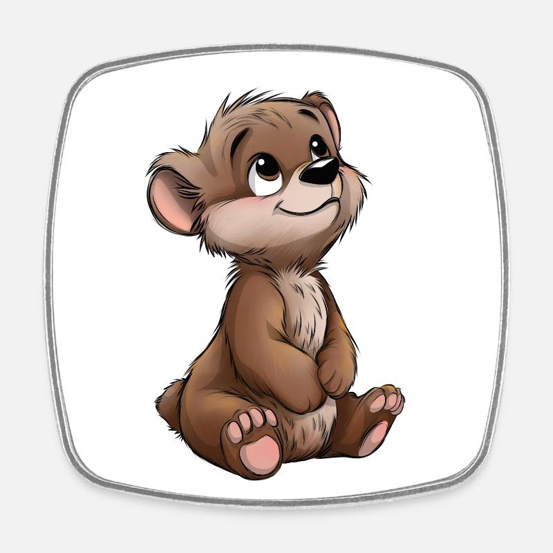 Ours mignon - Magnet carré - blanc