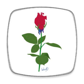 Cœur rose - Magnet carré - blanc - Devant