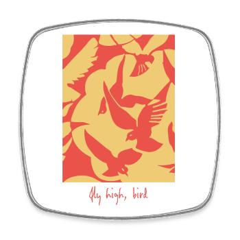 Fly High Bird – Abstract Bird Graphic in Motion - Square fridge magnet - white - Front