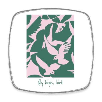 Fly High, Bird – Elegant Bird Design - Square fridge magnet - white - Front