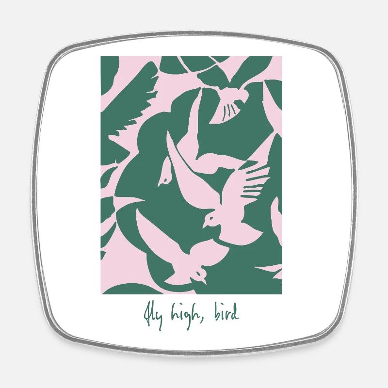 Fly High, Bird – Elegant Bird Design - Square fridge magnet - white