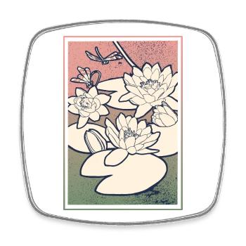 Seerosen Illustration – Ruhe & Natur - Viereckiger Kühlschrankmagnet - Weiß - Vorne
