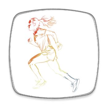 Dessin de coureur style rétro - Magnet carré - blanc - Devant