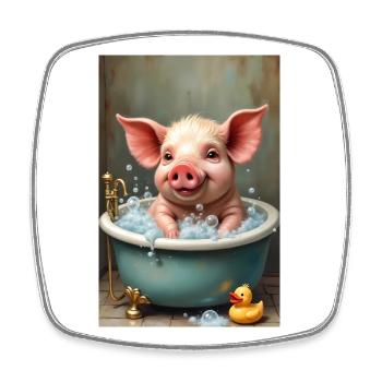 Pig in its bath - Square fridge magnet - white - Front