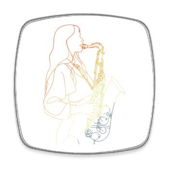 Vintage Saxophonist Sketch - Square fridge magnet - white - Front