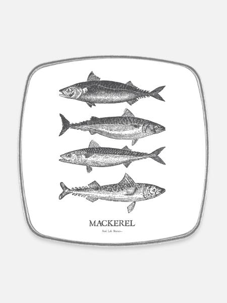 Mackerel Silhouette Quartet - Square fridge magnet - white