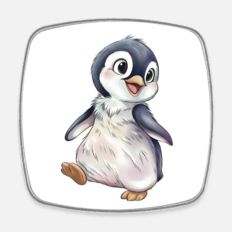 Pingouin mignon - Magnet carré - blanc