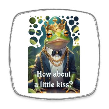 Frog King Prince Charming Kiss Frog Prince - Square fridge magnet - white - Front