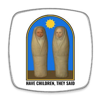 Surreale Renaissance Babys – Kunst trifft Humor - Viereckiger Kühlschrankmagnet - Weiß - Vorne