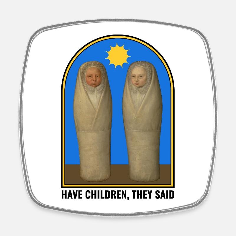 Surreale Renaissance Babys – Kunst trifft Humor - Viereckiger Kühlschrankmagnet - Weiß