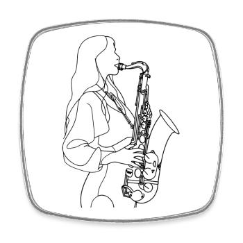 Saxophonistin - Viereckiger Kühlschrankmagnet - Weiß - Vorne