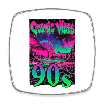 Cosmic Vibes 90s Retro Neon - Viereckiger Kühlschrankmagnet - Weiß - Vorne