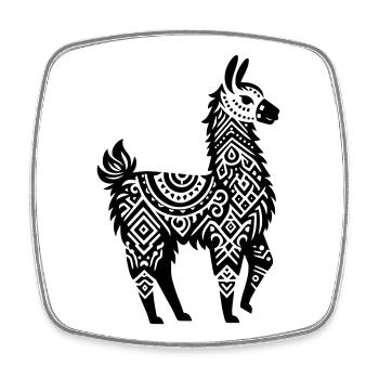 Lama tribal - Magnet carré - blanc - Devant